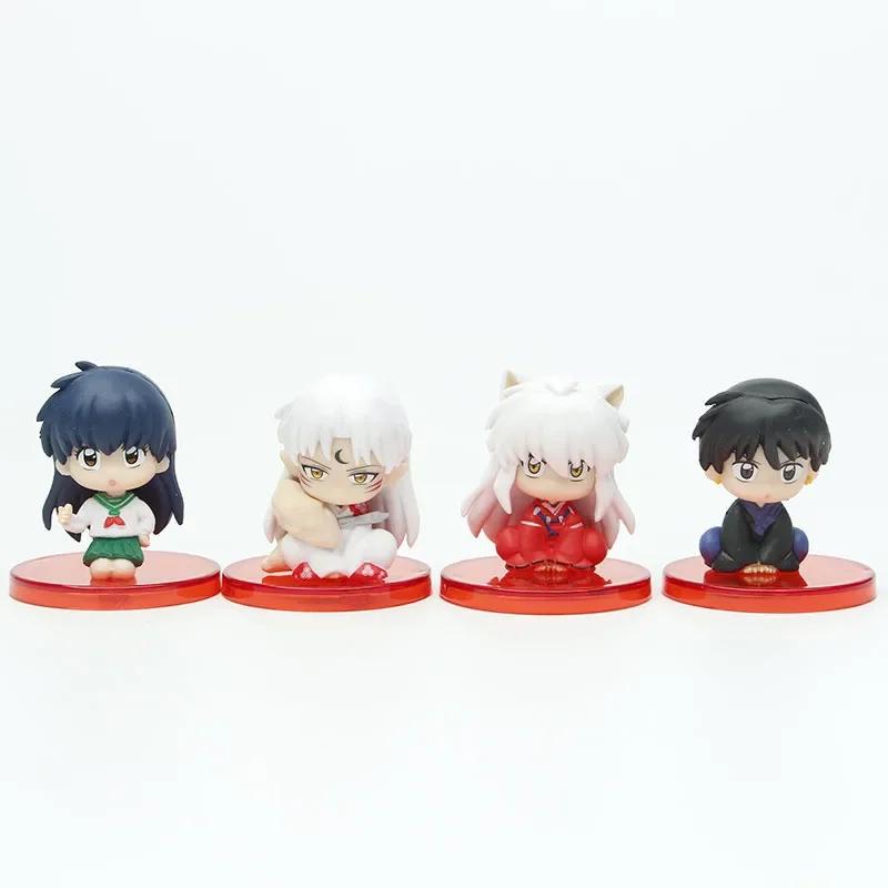 4 Pezzi/Set Anime INUYASHA Giocattolo Figura Kikyo Sesshoumaru Higurashi Kagome Bambola Cartoon Regalo per Bambini