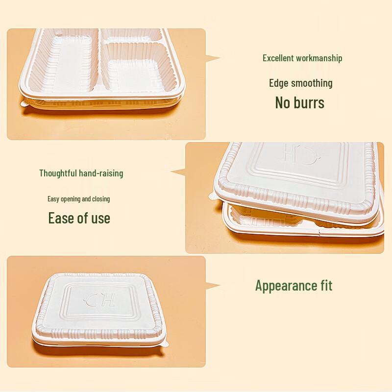 Degradable Three-Compartment Disposable Meal Prep Containers