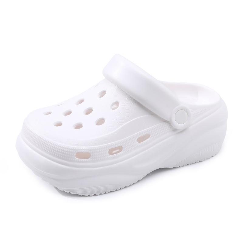 

Women s solid color hole shoes platform non-slip wear-resistant fashion simple indoor and outdoor beach bag head sandals 35-36 білий