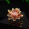 Elegant Chinese Lotus Enamel Zircon Brooch for Cheongsam Dress