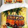 Surf Decor Bedding Set Comforter Duvet Cover Pillow Shams Ornate Colorful Surfboards Vocation Fun W Bedding Cover Double Bed Set