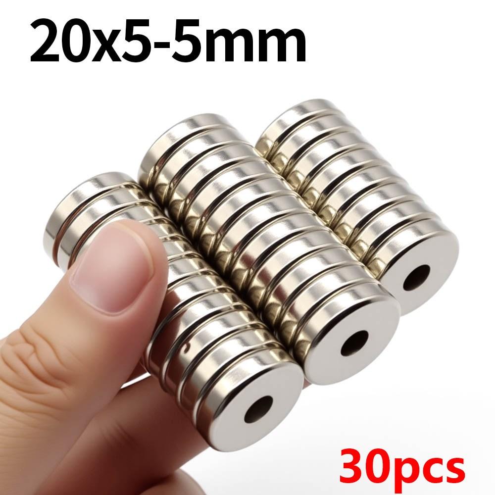 20x5-5mm Super Strong Neodymium Magnet N35 NdfeB Permanent Magnetic imanes Round With Holes Powerful Magnets Refrigerator Magnet