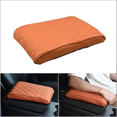 Tapis d'accoudoir de voiture en cuir PU brodé ondulé, coussin de Protection pour repose-bras de Console centrale, boîte de rangement pour accoudoirs automobiles