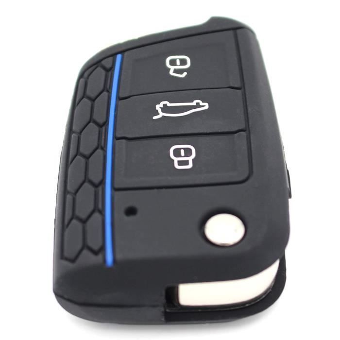 VB Coque De Protection En Silicone Pour Clé De Voiture 3 Boutons .Schwarz Blau 2611