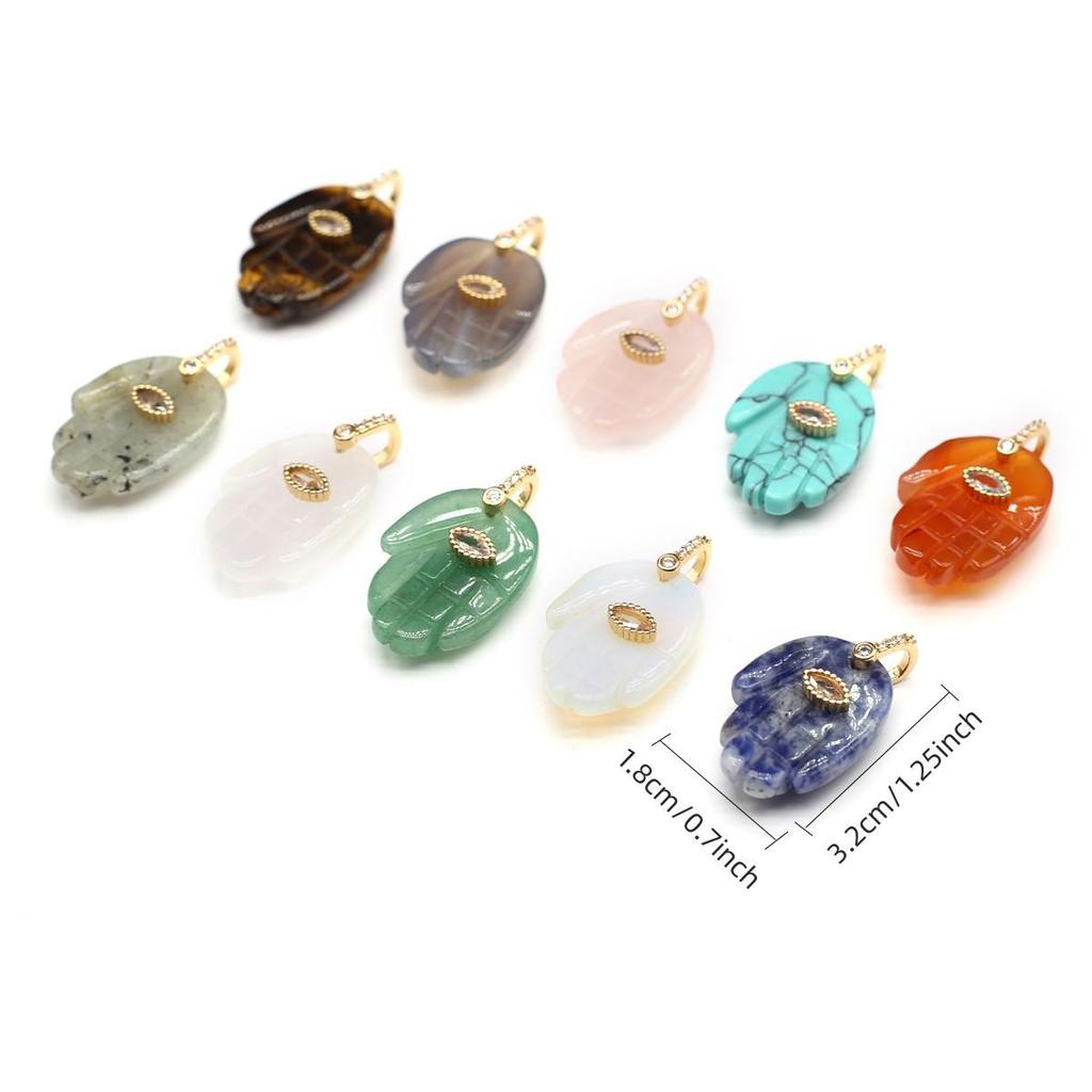 1Pc, Hand of Faramith Pendant, Energy Natural Stone Reiki Healing Crystal Gemstone Charms for Jewelry Making DIY Necklace Christmas Gift 18×32mm