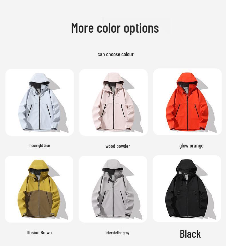 Unisex Hooded Windproof Softshell Jacket for Hiking & Cycling - Fleece-Lined, Quick-Drying, Warm Sportswear