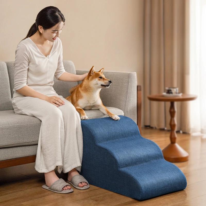 2/3/4/5 Step Stair Dog/Cat Ramp Ladder Memory Foam Sponge Bedside Slope Removable Washable Training Pet Ramp Stairs Pet Supplies