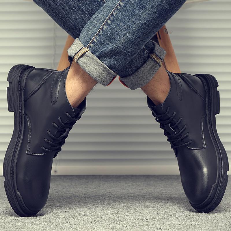Fashion Cowhide Men's Motorcycle Boots High Top British Style Retro Chelsea Boots Workwear Boots
