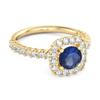 Blue Sapphire Round Cushion Halo Ring - 925  Sterling Silver Gold Vermeil