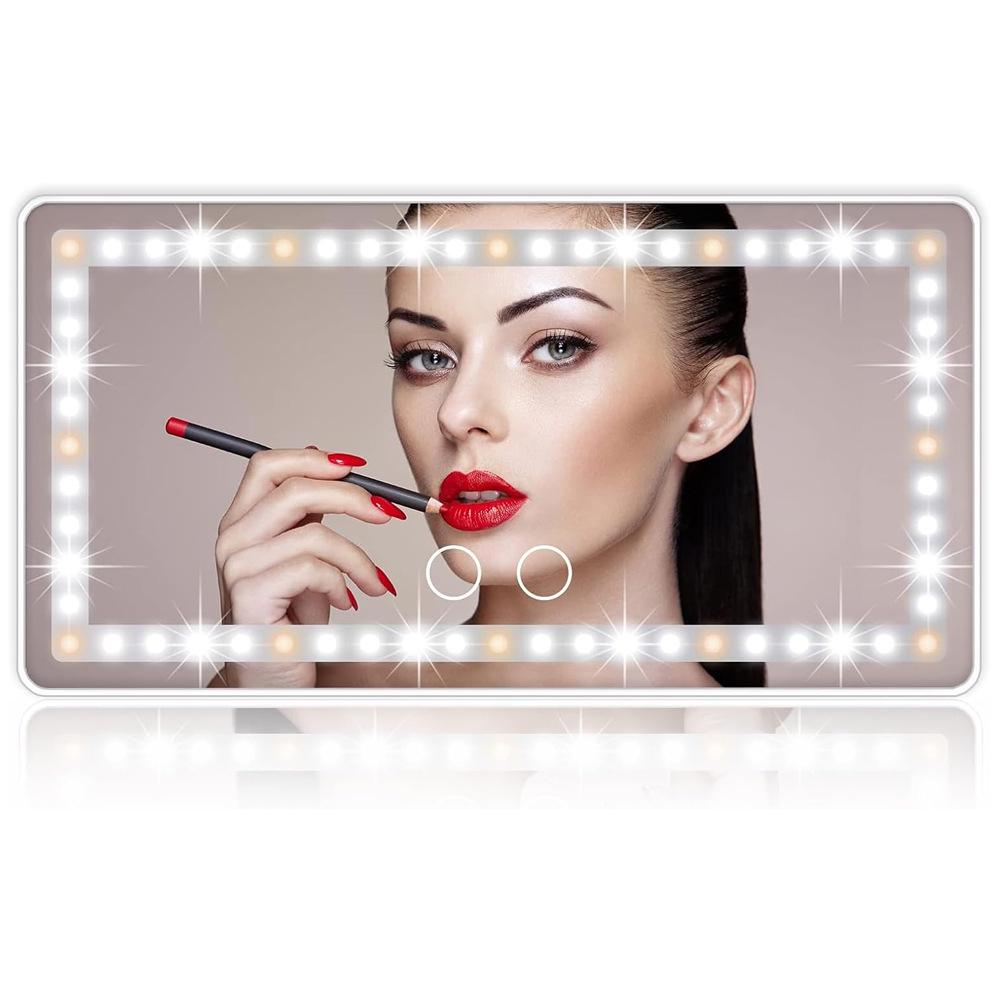 HD LED Car Makeup Mirror with Touch Dimming and Tricolor Light