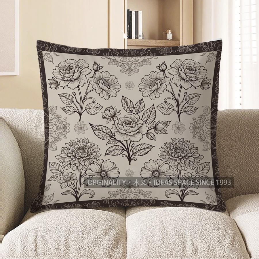 

2D Floral Patterned Decorative Cushion Covers For Sofa Pattern Cushion Cover Suitable For Sofa Bedroom Car Pillow Cover 40x40cm