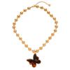 Retro European-American Beaded Titanium Steel Butterfly Flower Necklace with High-End Style