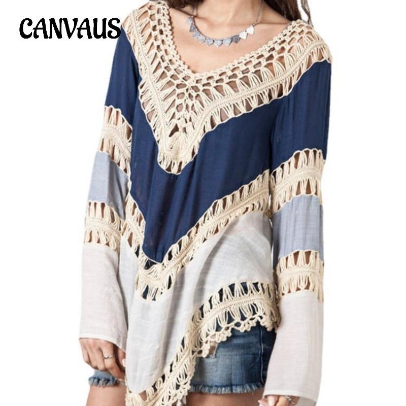 Bluză de damă, boemă, largi, pentru plajă, cu mâneci lungi, decupate, tricot, pulover Spărgătoare de soare