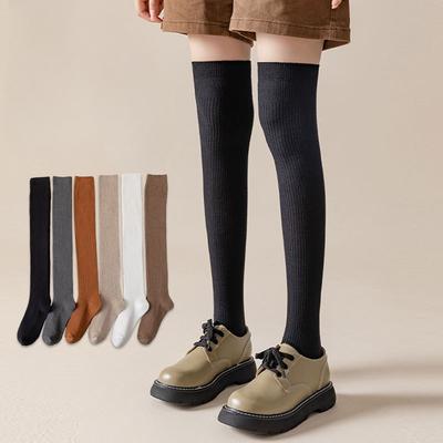 Kniehohe Socken für Damen im Herbst und Winter, einfarbige Baumwollsocken, Knieschutz, Formende Kompressionssocken für die Beine, Streckend, Anti-Rutsch-Schenkelstrümpfe