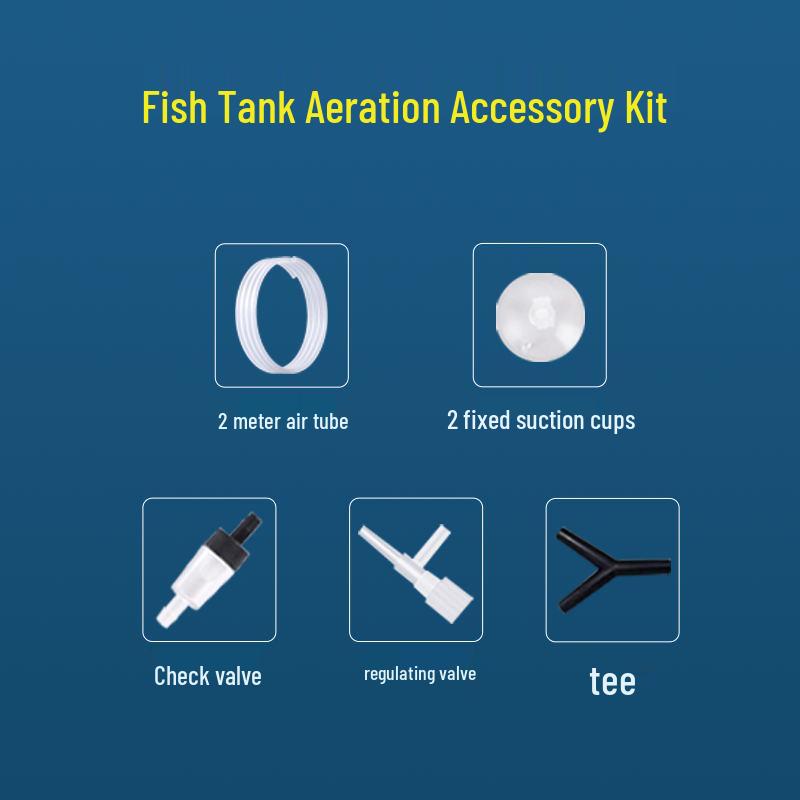 Aquarium Air Pump Accessories: Fish Tank Oxygen Pipe, Air Stone, Three-Way Regulating Valve, Check Valve, Suction Cup, Water Pipe Clamp