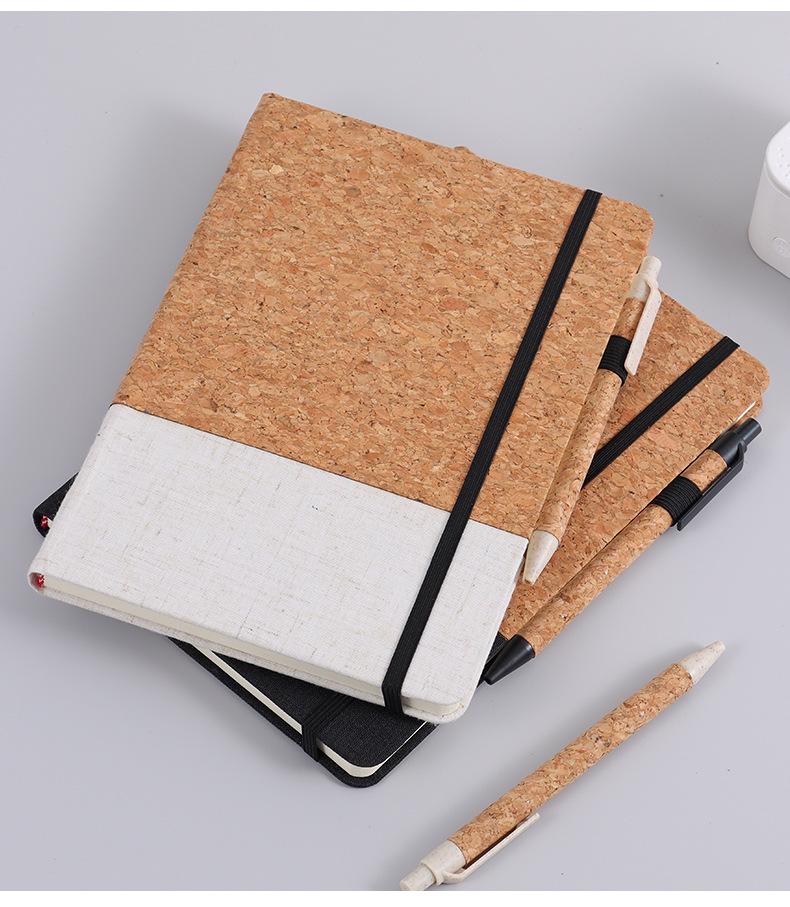 A5 Coffee Cork Texture Notebook Gift Set with Custom Logo Printing