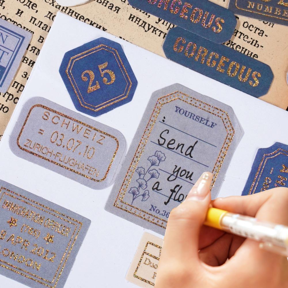 Light Retro Label Box Stickers Writable Sealing Sticker Decoration Handbook Stickers Aesthetic Stationery 40pcs/box