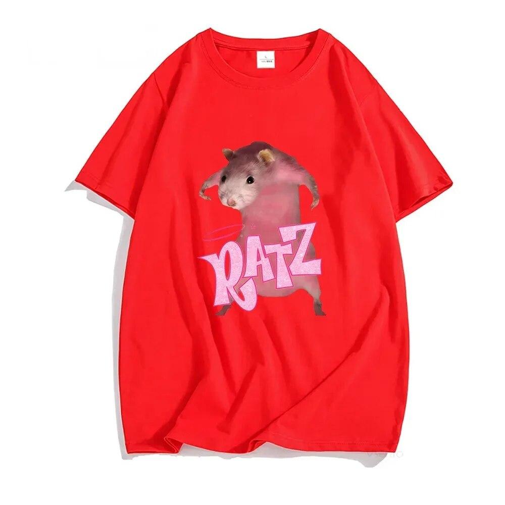 Ratz Pink Mouse Cartoon T-shirt 100% Cotton Short Sleeve Unisexs Tee-shirt Casual Kawaii Summer O-neck Tshirt Cute Unisex Soft Shirts Unisex
