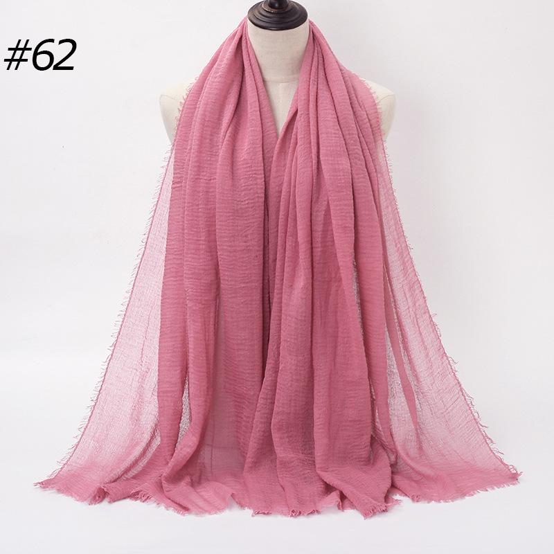 New Pleated Monochrome Cotton Solid Color Scarf, Naturally Pleated Human Cotton Hair Beard Edge Large Size Women's Headscarf B