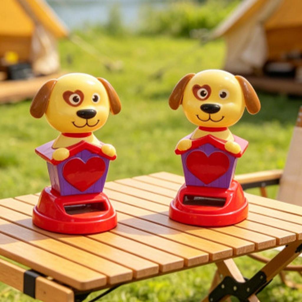 Solar Powered Car Interior Ornaments Dog Figurines Animal Doll Figurine Sway Shake Model Automotive Dashboard Decoration