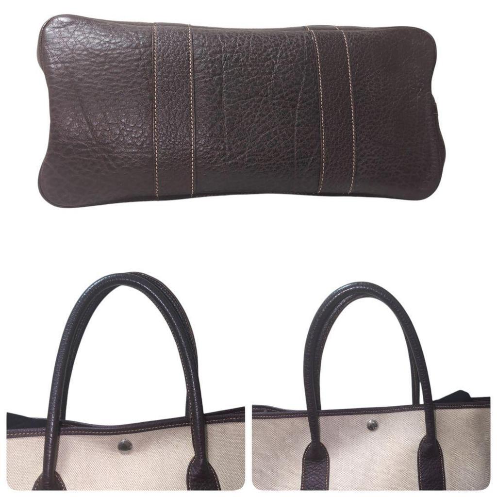 Hermes Garden Party Handbag Tote Bag Toile H PVC Brown & Beige StampF