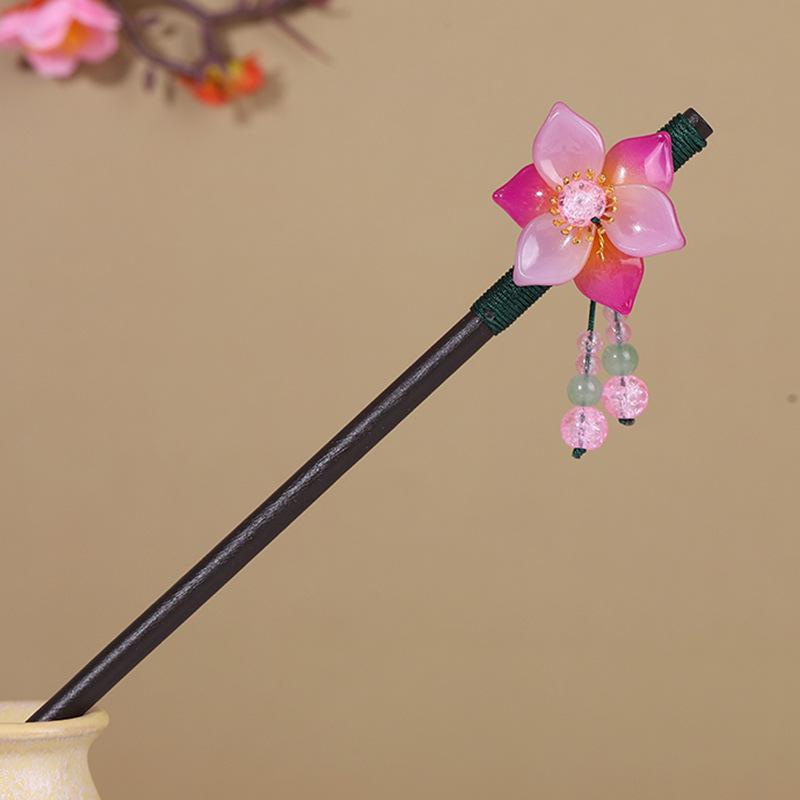 Vintage Tassel Wooden Hairpin for Women - Imitation Ebony Hanfu Accessory, Ancient Style Costume Hairpin