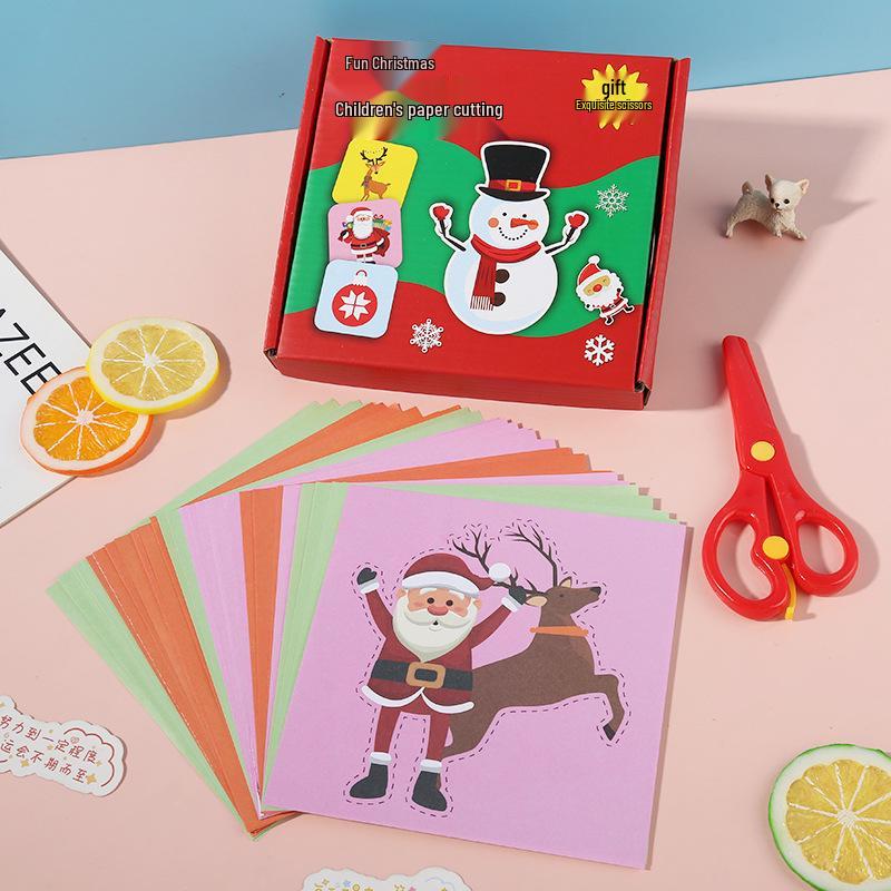 Kindergarten DIY Creative Paper Cutting & Painting Gift Box Set for Kids
