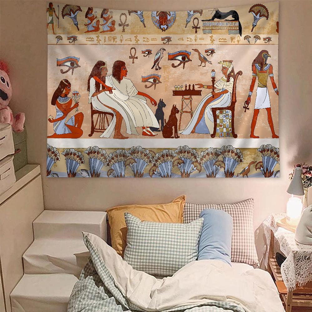 Japanese Anime Wall Hanging Tapestry Ancient Egyptian Carpet God Egyptian Cat Anubis Art Print Home Decor