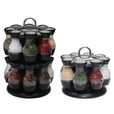 Environmental Protection Material Spice Jar Organizer Adjustable Rotating Spice Rack Spice Rack Kitchen Tools Black 8 Bottle Set