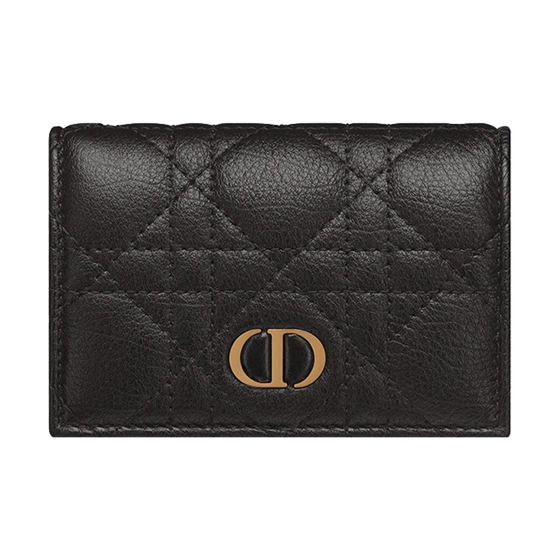 

DIOR Caro Каннаж Портативний М яка Теляча Шкіра Тримач для Карт Гаманець Міні Жіночий Чорний Basic Set (Bag+Dust Bag) чорний
