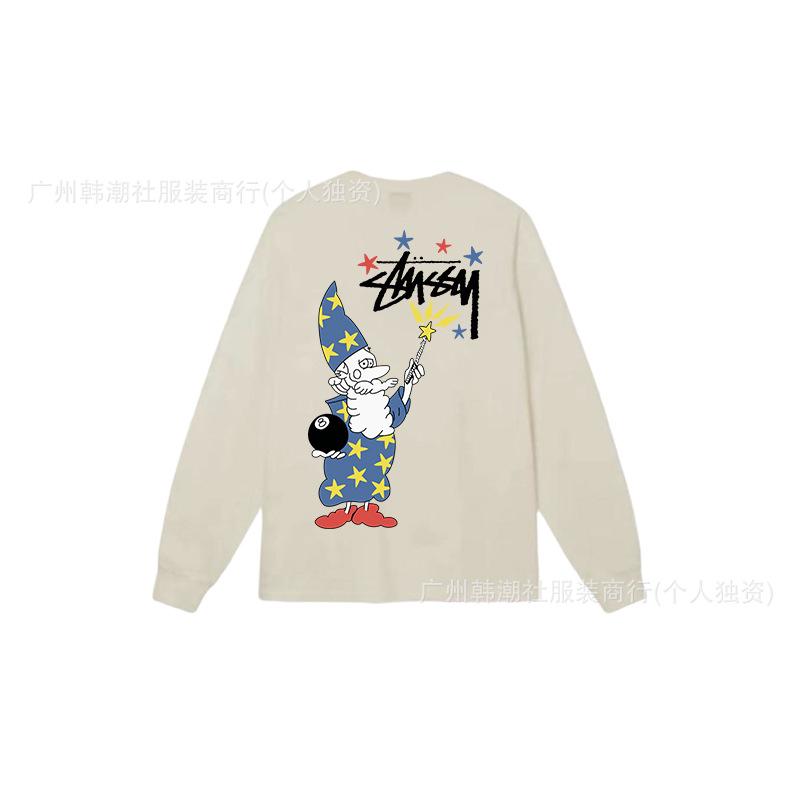 3. Cross-border Stuart long-sleeved printed t-shirt American trendy cylindrical cloth casual loose men and women the same style