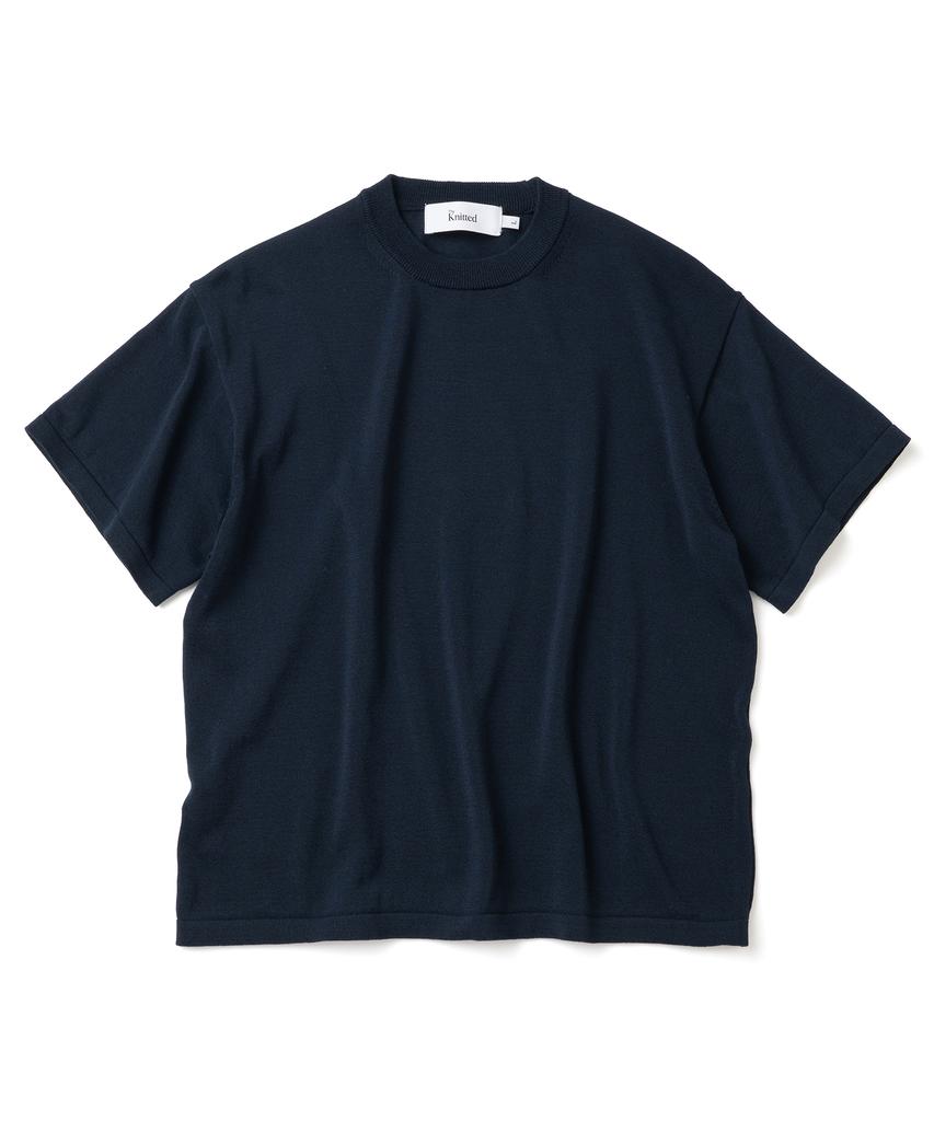 KNITTED Shellon Cooling Single Crop Round Knit Navy
