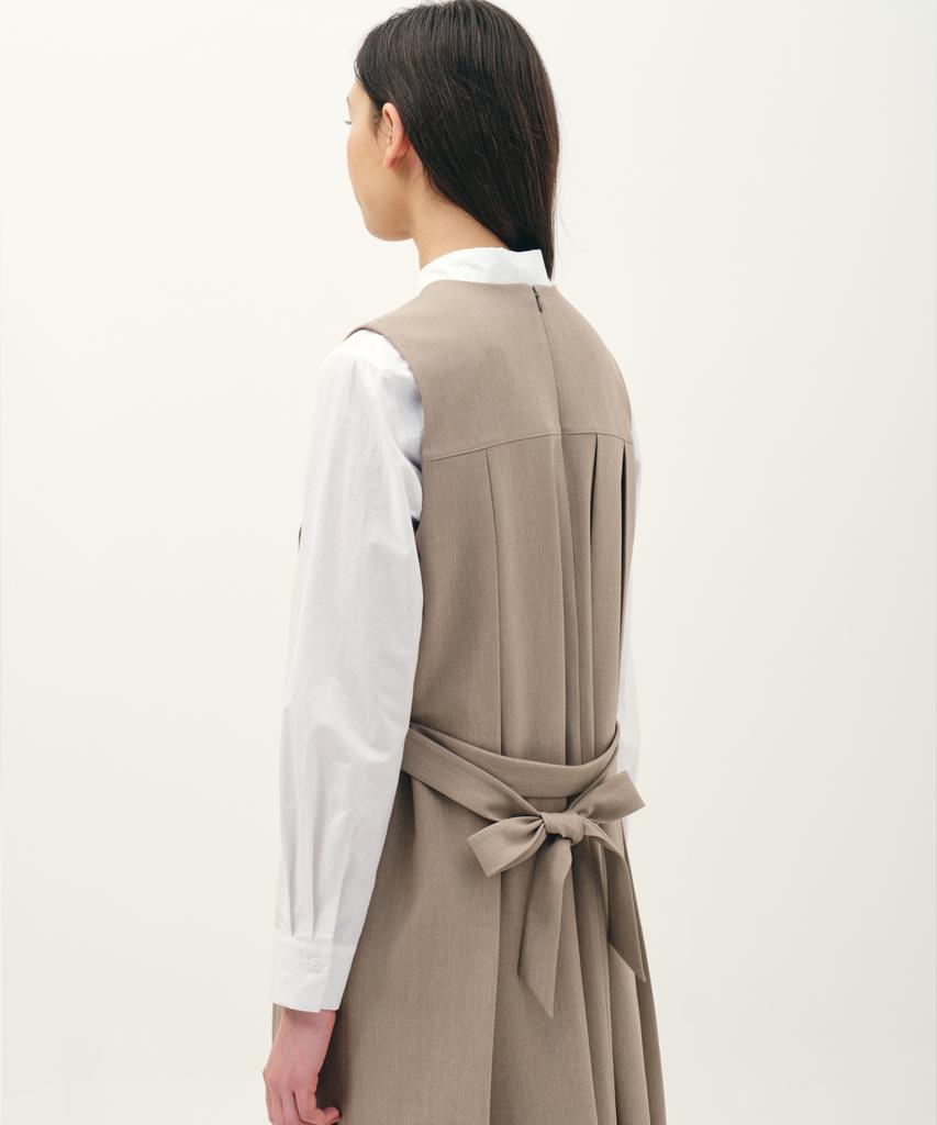 Jun By Jun K Belted Pleated Dress_Sand Beige