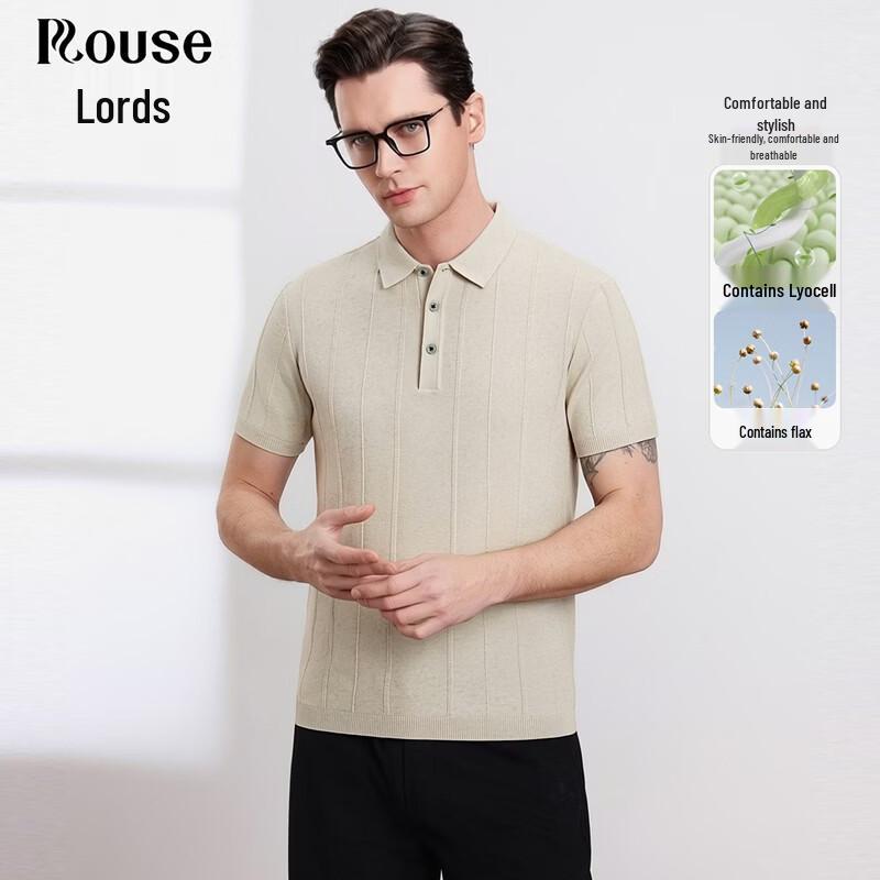 Men s Lyocell-Linen Blend Knitted Polo Shirt 185