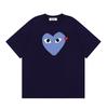 Unisex Cotton T-Shirt With Blue Heart Print Loose Fit Casual Tee Youth