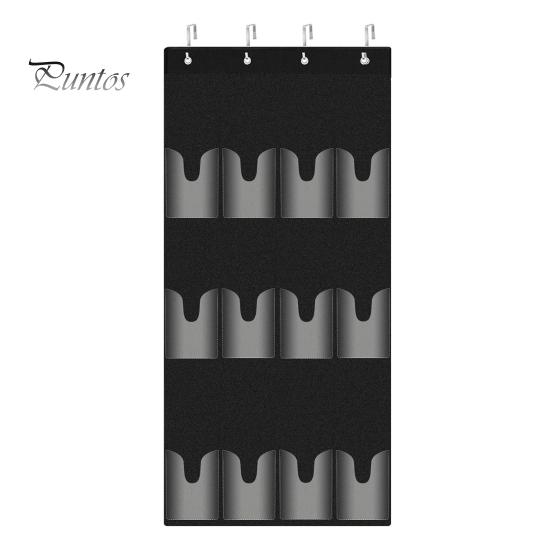 

Держатель для бутылок с водой для чашки, 12 карманов, большой вместительный органайзер с 4 крючками, портативная складная подвесная сумка для двери кухонного шкафа кладовой спальни чёрный