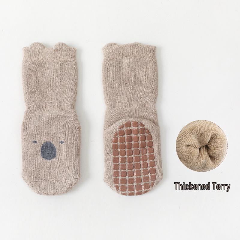 Infant Anti-slip Cartoon Dot Cotton Socks: Thickened Terry for Autumn & Winter
