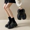 American retro small leather shoes women's 2025 autumn muffin sole platform loafers versatile and lightweight Japanese jk single shoes