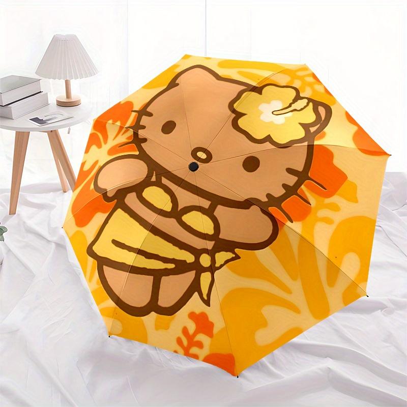 1pc Hibiscus Floral Hello Kitty Umbrella with Plastic Handle,Suitable for All Seasons Home Travel Outdoor UmbrellaSanlio005