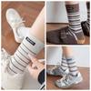 Damen Gestreifte Mid-Calf Socken - Frühling/Herbst Baumwolle, Miu Stil, Koreanisch & Japanisch Sport Kniehoch Trend