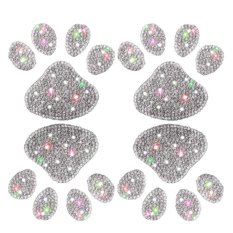 Bling Rhinestone Paw Decals  Bling Dog Paw Print Car Stickers  White Crystal Car Stickers