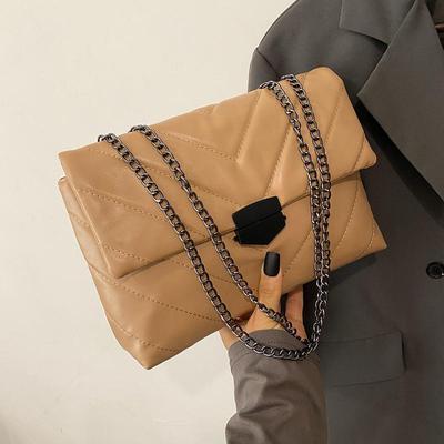 New Lingge Design Women PU Leather Shoulder Bag Crossbody Handbag for Female Leisure Large Capacity Chain Underarm Messenger Bag