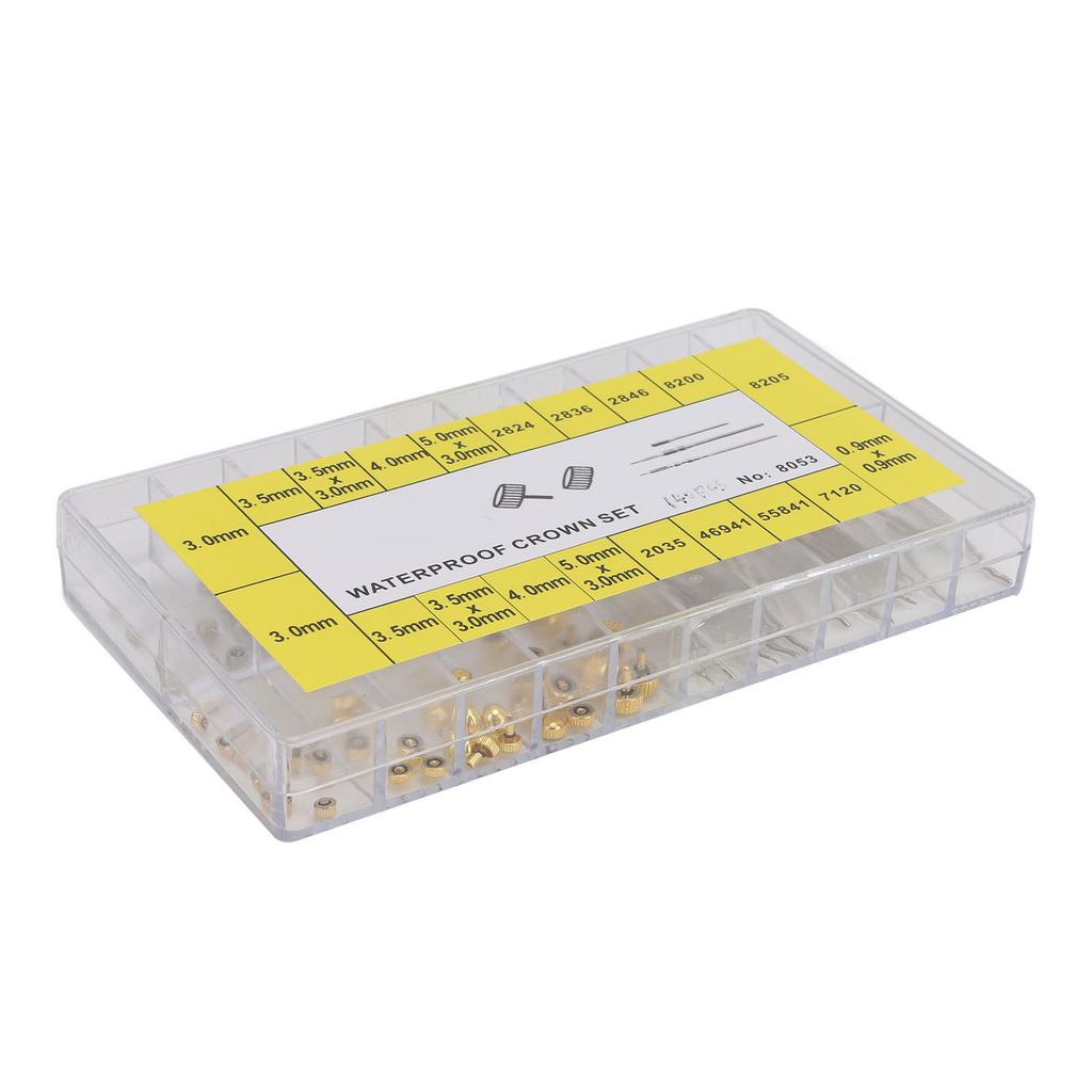 140pcs Copper Stainless Steel Watch Repair Kit Portable Watch Stem Extender Crowns Accessory Repairing Replacement Tool