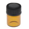 100 Stück bernsteinfarbene Glasflaschen für ätherische Öle mit Öffnungsreduzierer, schwarze Kappen, 1 ml