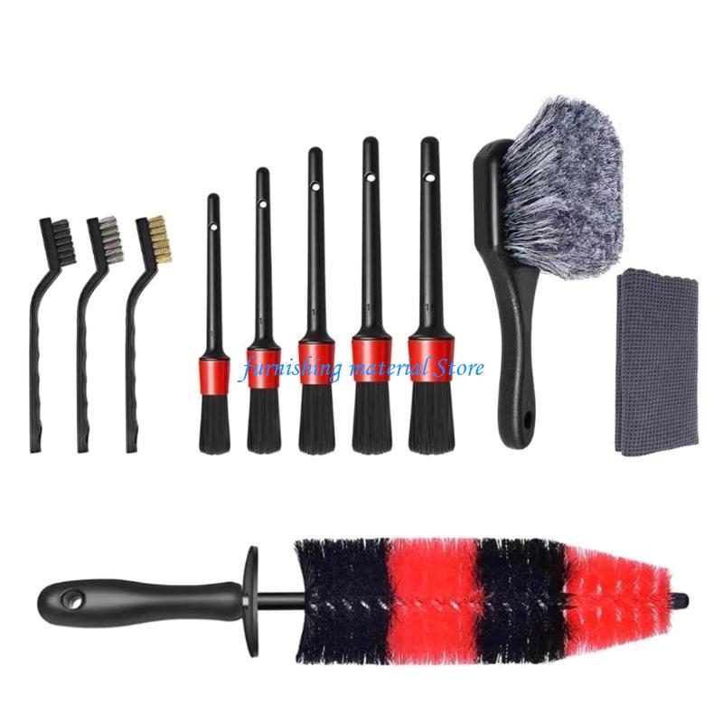 Y5GD 11Pcs Car Detailing Brushes Set for Wheel Cleaning Wheel Brush Car Cleaner Cleaning Tool for Dust Removers Dirty Tyre