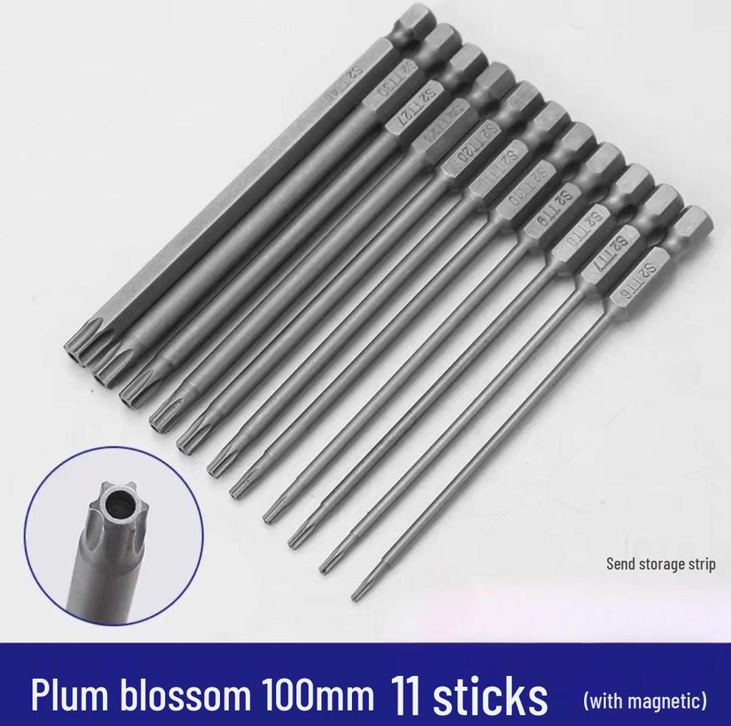 Plum Blossom Magnetic Hex, Phillips & Star Head Screwdriver Bits (T5-T25)