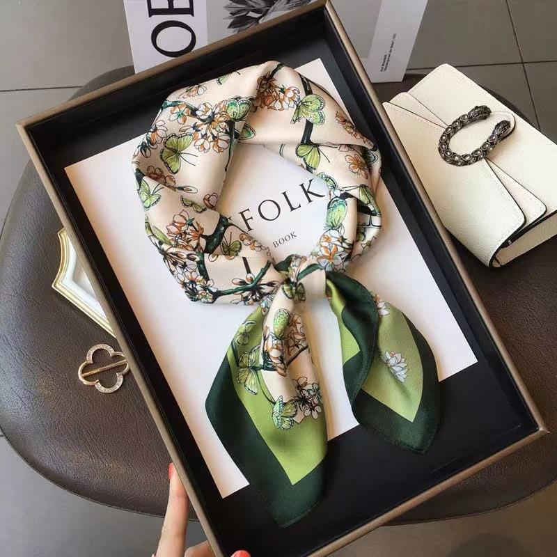 New silk scarf square scarf high-end women's versatile fashion simulation silk silk scarf scarf mulberry silk 71 small square scarf