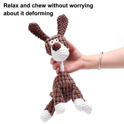 Plush Donkey Dog Toy Interactive Squeaky Dog Chew Toy Stuffed Animal Puppy Teething Toy for Small Medium Dogs