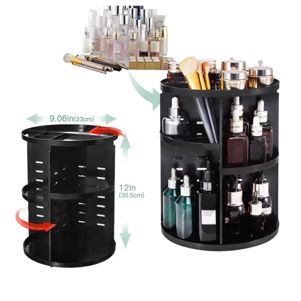 360 Cosmetic Storage Box Foldable MMakeup Display Shelf  Countertop Vanity