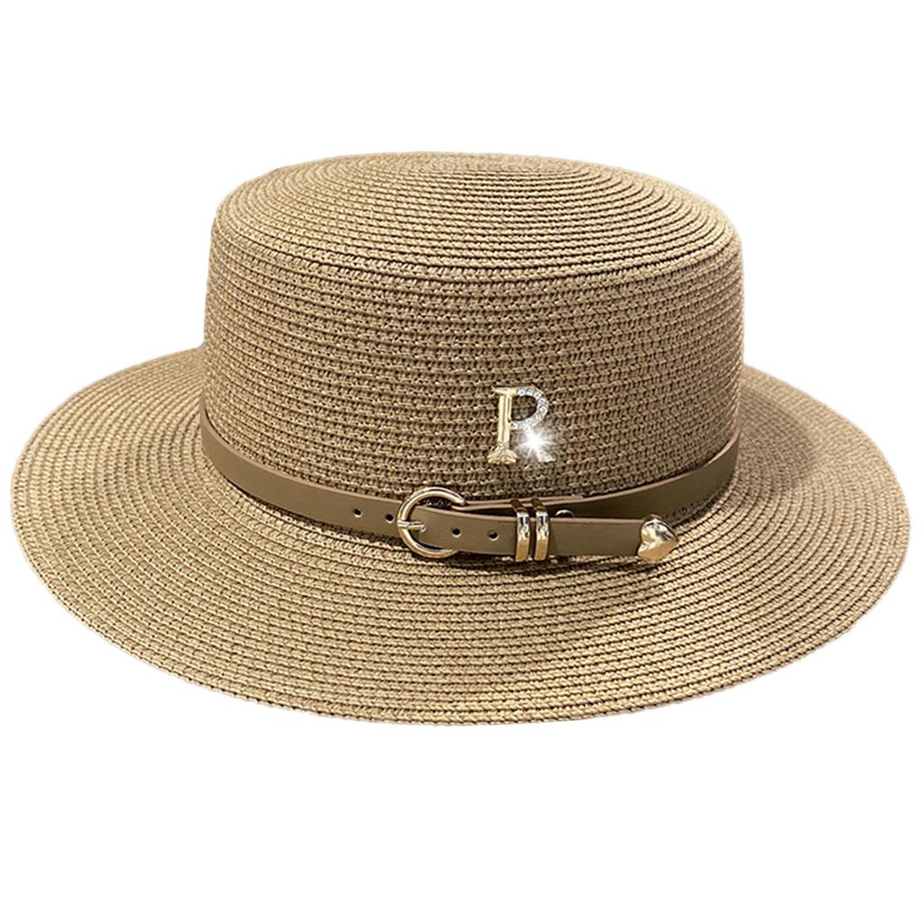 Flat Cap Straw Hat For Women Straw Flat Hat Straw Panama Hat Summer Hat Wide Summer Sunhat Pork Pie Hat Sunscreen Hat